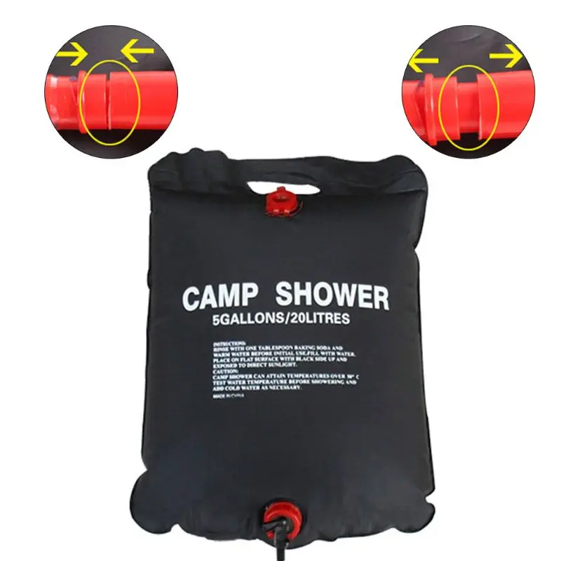 

Solar Heated Shower Camping Water Bathing Bag Outdoor Travel Hiking Portable 20L Wild Water Bag
