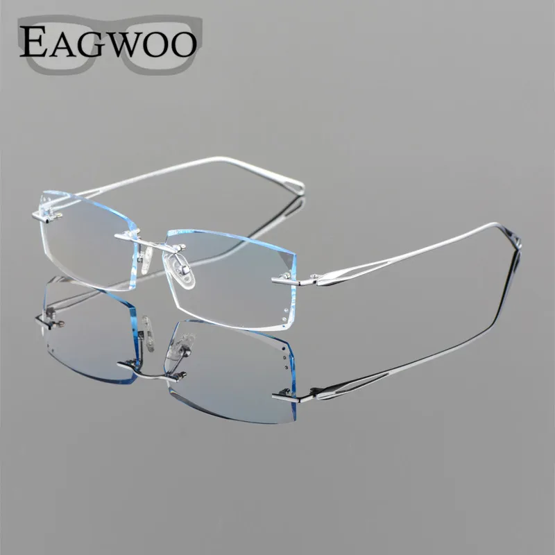 Титановые очки для мужчин без оправы по рецепту для чтения, фотохромные прогрессивные очки, бескаркасные очки, цветные линзы 275020