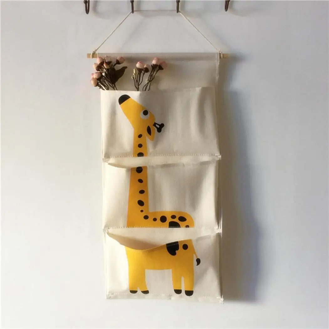 

Storage 3 the Wall With Fabric Cute Organizer Small Door Yellow Multilayer Over Khaki Items 3D Linen Green Bag pockets Hanging