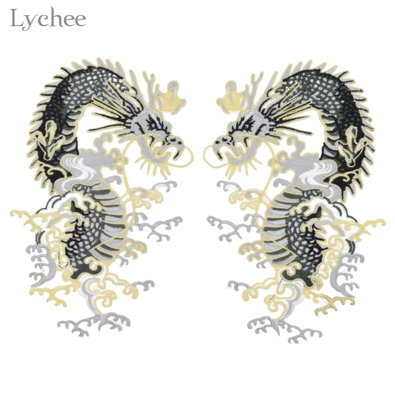 Lychee 1pc Dragon Embroidered Patches Sew On DIY Sticker For Clothes