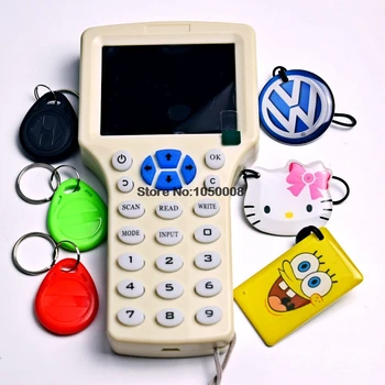 

English Rfid NFC Copier Reader Writer Cloner Copy 10 Frequency Programmer +6pcs 125khz EM4305 Rewritable Keyfobs