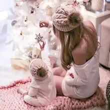 Одинаковые шапочки для всей семьи, Детские шапочки с помпоном, модные родитель-Детские шапочки, милая вязаная теплая шапка с помпоном для мамы и ребенка