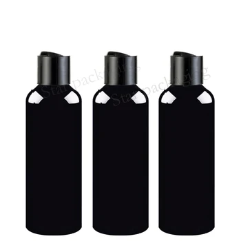 

30X250ml black round liquid bottles,empty cosmetic shampoo container with disc top cap,250cc DIY oil liquid soap plastic bottle