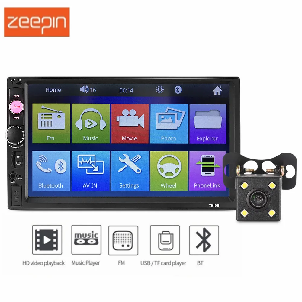 

Universal 7010B Car MP5 Player 7'' HD Touch Screen Bluetooth FM Radio Video Player MirrorLink with 720P Camera Reverse