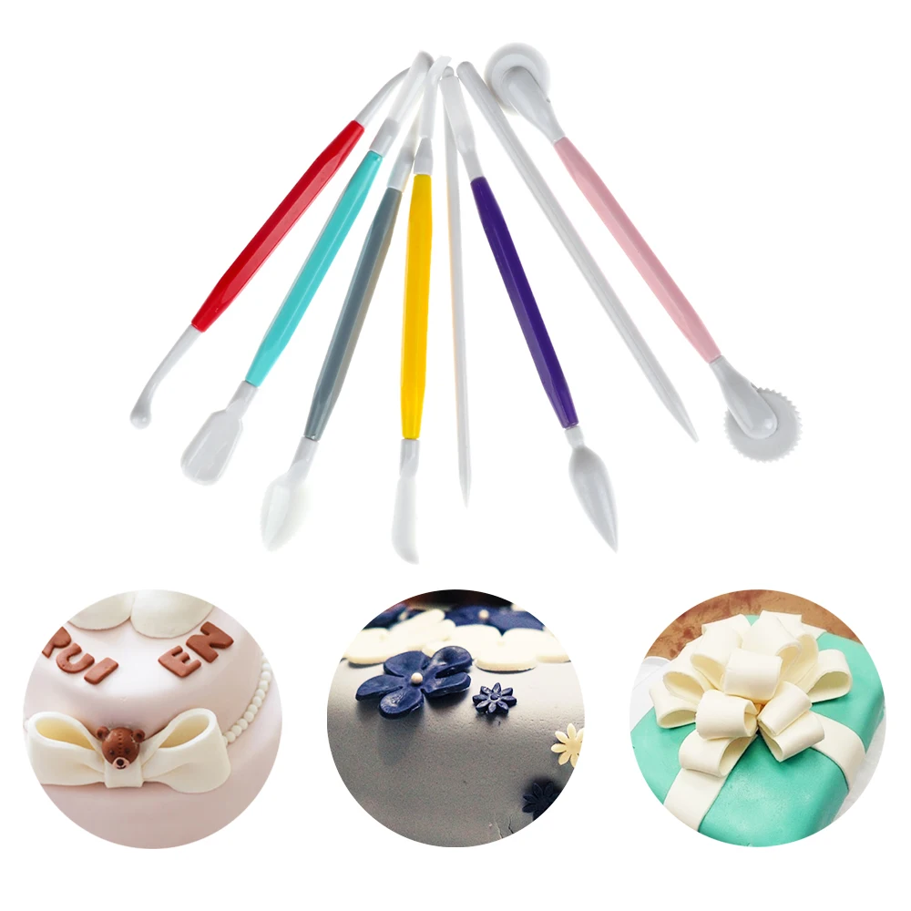 2019 New 8PCS Plastic Fondant Cake Mold Decorating Pen Modelling Flower