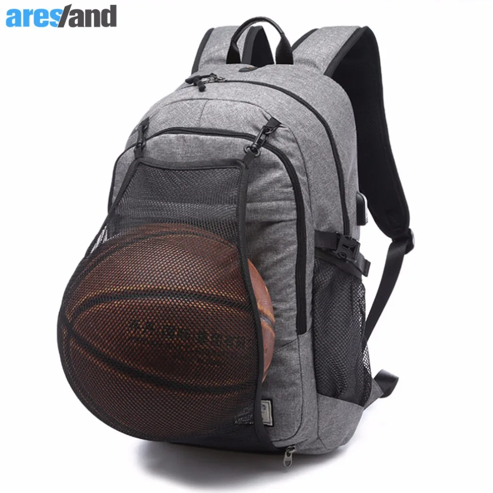 Multifunction Basketball Backpack Man SportS Bag Gym Bag 15.6 Inch Laptop with Basketball Net USB C