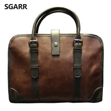 2016 The Classic Crazy Horse PU Leather Briefcase Men’s Business Zipper Bags High Quality Messenger 14inch Laptop Office Bag