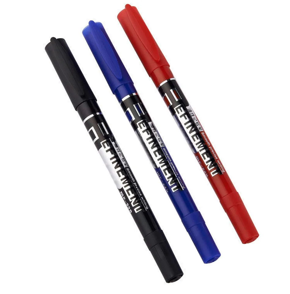 Double writing black red blue marker pen wholesale twin marker oil