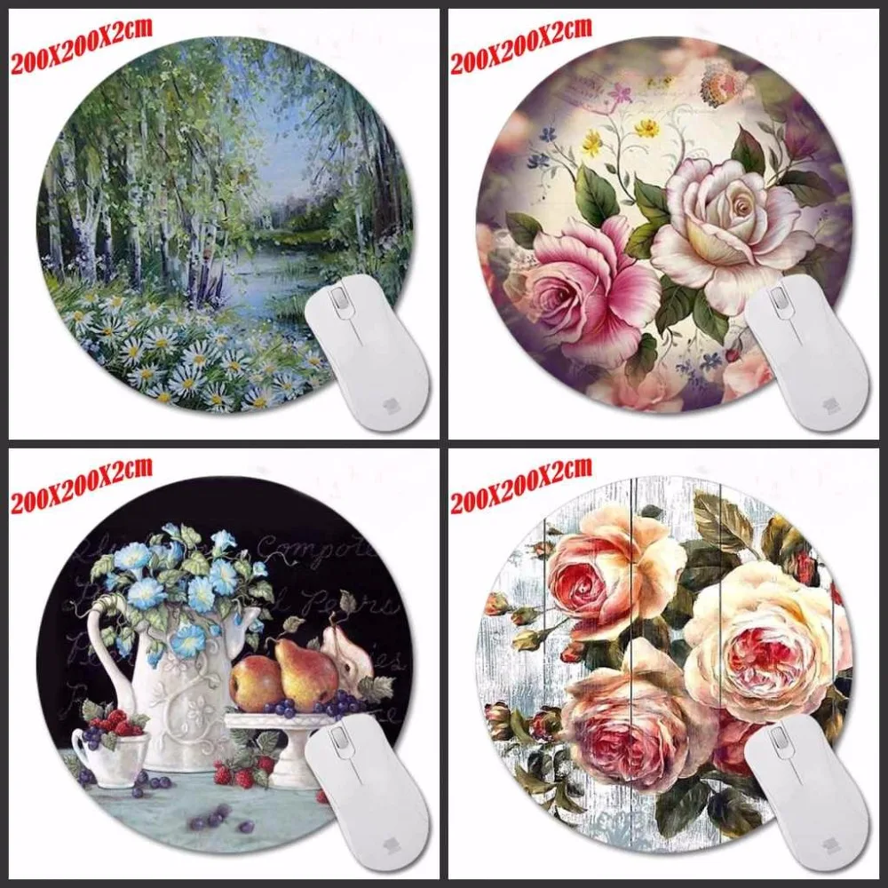 

The Landscape Art Of Flowers Painting Mouse Pad Durable Desktop Pad Mousepads Computer Animation Round Mouse Mat Round Mice Pad