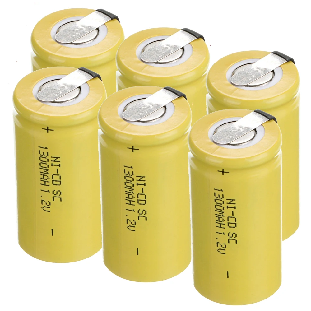 

Lowest price 6 piece SC battery 1.2v batteries rechargeable 1300mAh nicd battery for power tools akkumulator
