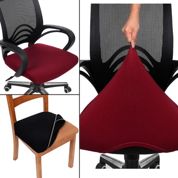 

Solid Color Kitchen Office Stretch Chair Cover Solid Seat Protector Elastic Seat Case Dining Computer Slipcover Living Room