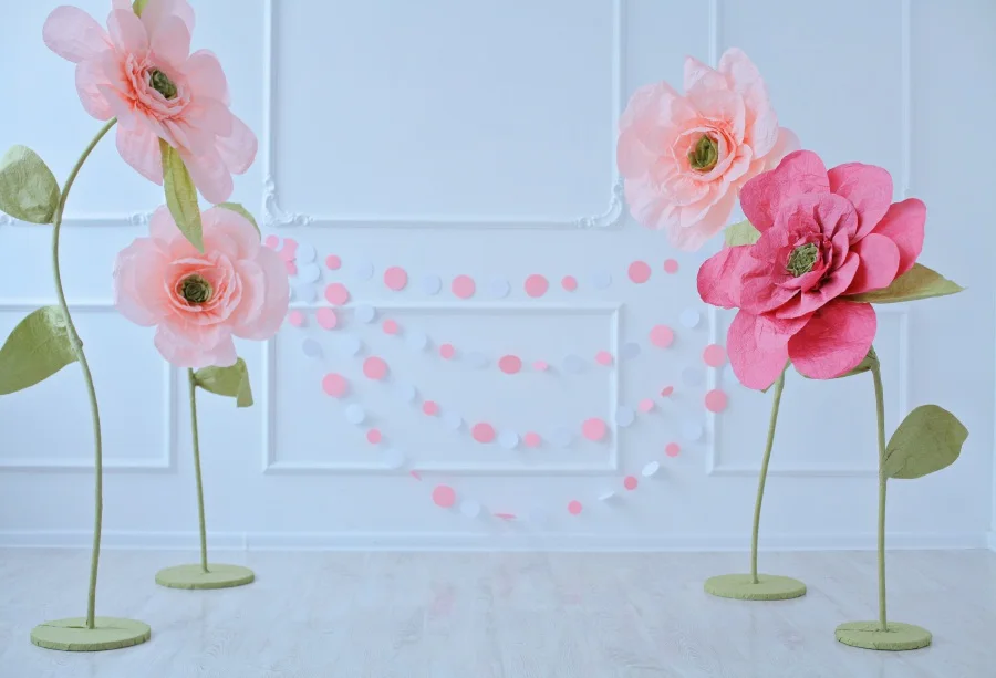 

Laeacco Chic Wall Paper Cut Flower Decor Interior Photography Backgrounds Customized Photographic Backdrops For Photo Studio