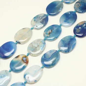 

30x40mm Smooth Oval Natural Agates Beads for Necklace strand,Blue Cherry Blossom Agates Loose Beads Handmade Bracelet,EF202
