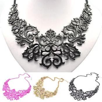 

LNRRABC New 1 Pc Women Metallic Vintage Hollow Carved Bid Choker Statement Collier Pendant Necklace