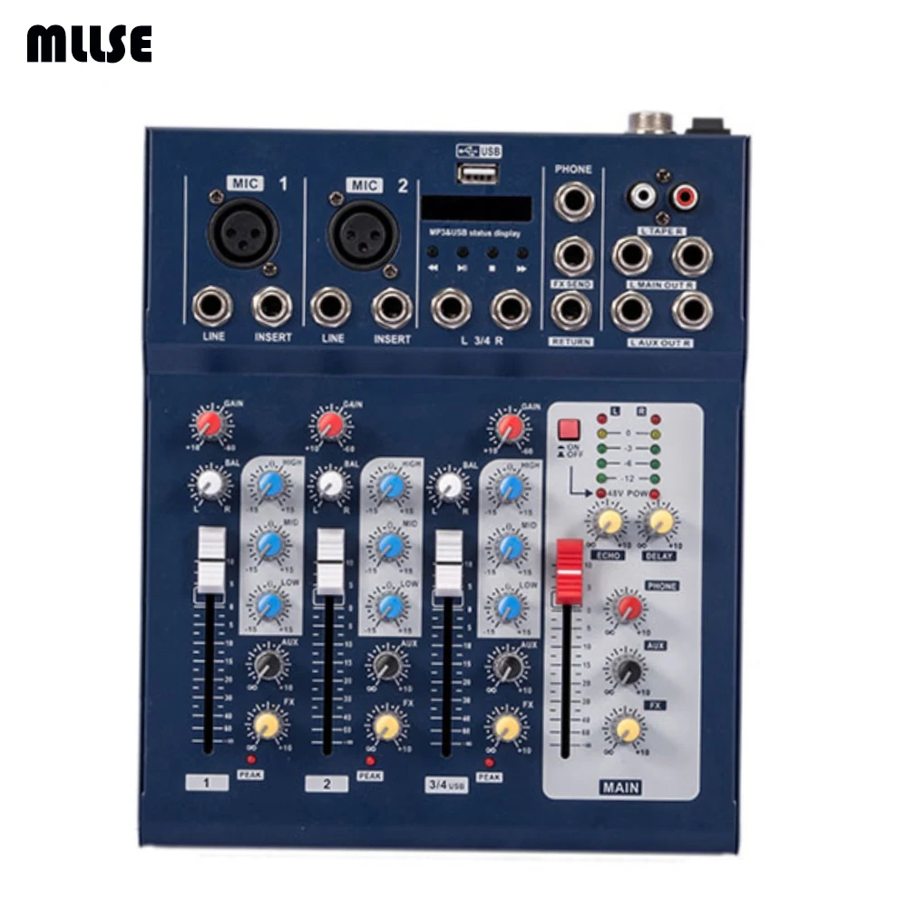 Mini Audio Mixer F4 Small Mixing Console 4 Channelin Karaoke Player
