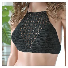 Ручной работы Холтер шеи короткий топ связанный крючком Топ, Летний стиль Топ, изящный Топ, пляжная одежда, фестивальный Топ