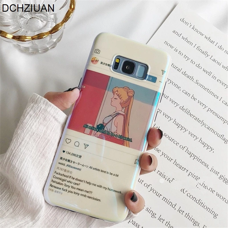

DCHZIUAN For Samsung Galaxy S8 S8plus Case For Samsung Galaxy S7 edge Note 8 S8 S9 Plus Case Cartoon Sailor Moon Case Cover