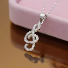 MIESTILO Rhinestone Music Note 925 sterling silver Necklace Pendent Fashion Jewerly Gifts for Music Fans Sterling