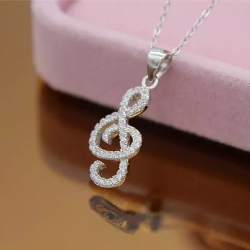 MIESTILO Rhinestone font b Music b font Note 925 sterling silver Necklace Pendent Fashion Jewerly Gifts