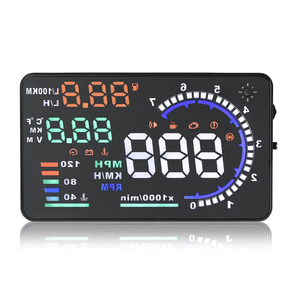 

A8 5.5" Car HUD Head Up Display OBD II 2 Speed Warning System Fuel Consumpt Car HUD Vehicle-Mounted Head Up Display Car Styling