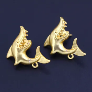 

Earrings Connectors Linker Base Shark Shape Matte Metal Gold color for Hanging Dangle Earrings Making Women Modern Jewelry Pun