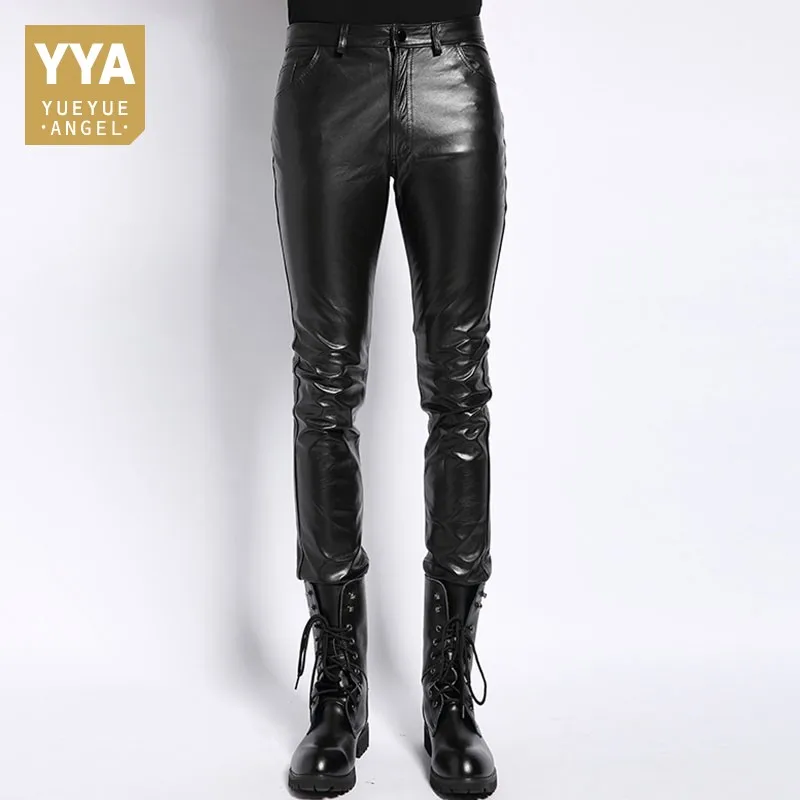 

Plus Size 6XL Mens Pantalon Autumn 2019 New Fashion Real Leather Trousers Motorcycle Casual Slim Fleece Lining Warm Pants Male