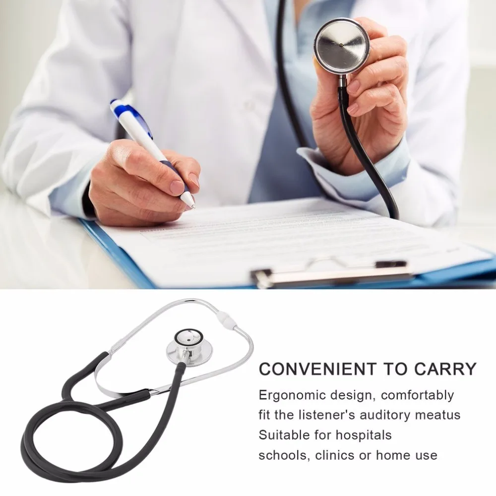 New Double Dual Head Stethoscope Single Tube Doctor Nurse Cardiology Stethoscope Aluminium Alloy Chestpiece Health Care
