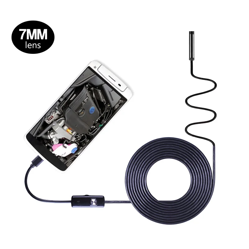 

Android USB Endoscope Camera 2m Hard Cable 7mm Lens 6LED Waterproof inspection Endoscopy Camera Snake Industrial Endoscope