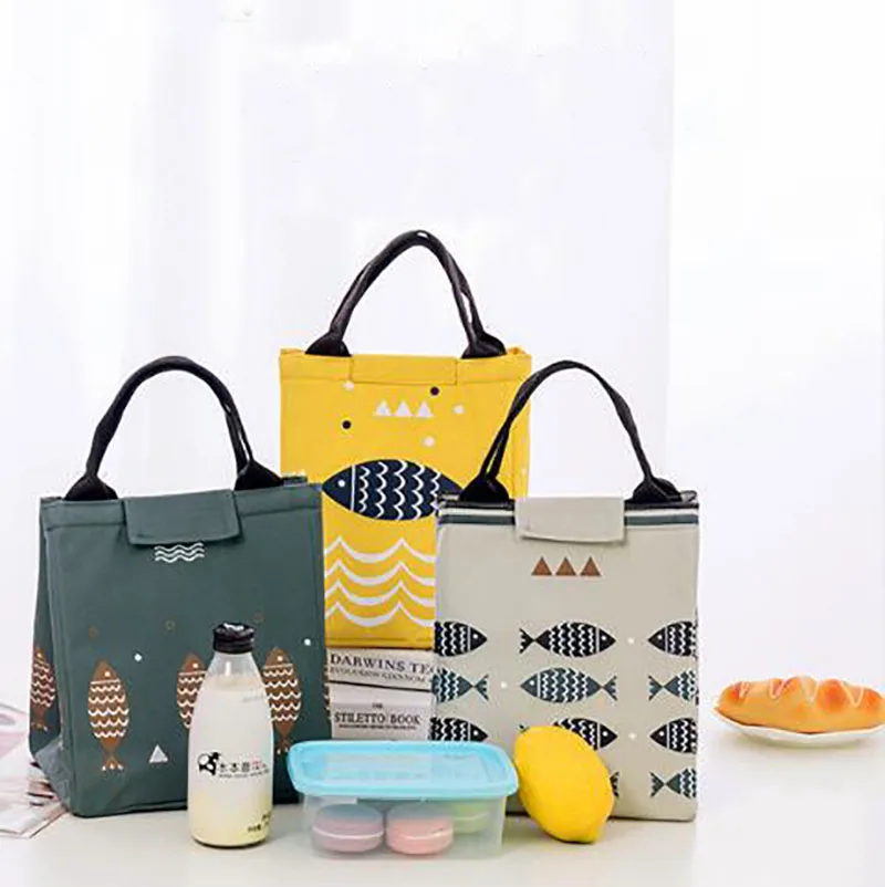 

Stripe Camping Lunch Container with Handle Cartoon Insulated Lunch Bag Thicken Cold Insulation Thermo Tote Bag Picnic Food Bag