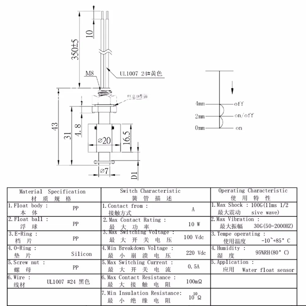 5 шт. датчик уровня воды вертикальные Поплавковые переключатели расходомер инструменты