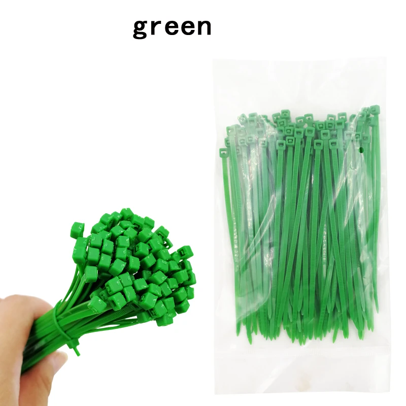 100Pcs/pack self-locking cable ties 3*100mm width 2.5mm 6 color plastic zip tie wire binding wrap straps first batch of nylon - Цвет: green 2.5x100mm