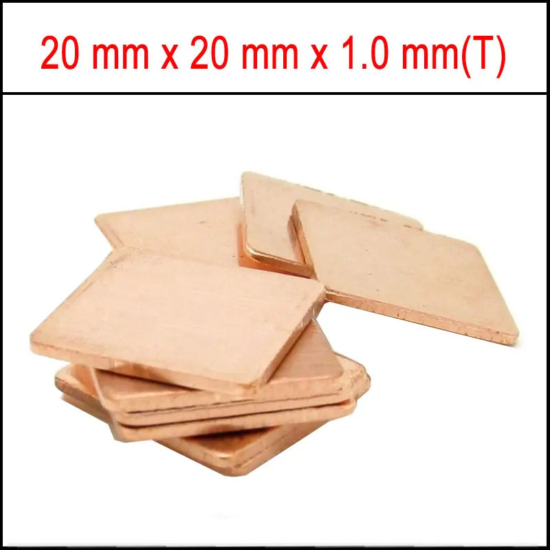

New 10 pcs 20mmx20mmx1.0mm Heatsink Copper Shim Thermal Pads For CPU GPU Heatsink