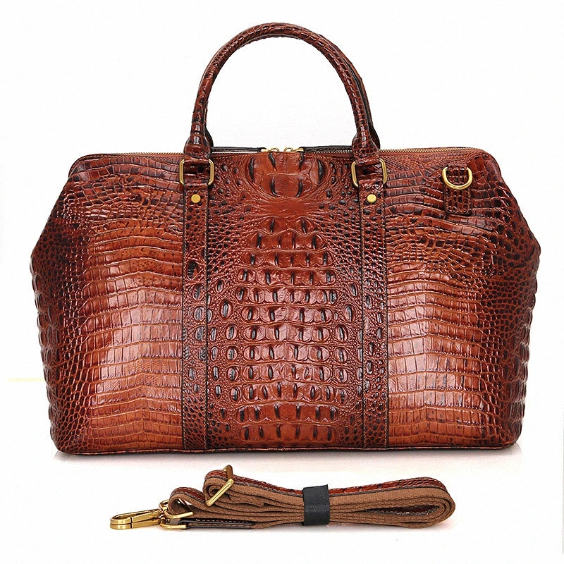 US $127.60 Mens Genuine Leather Bag Brand NEW Arrival Travel Bag Big Luggage Duffle Bags Men Crocodile Leather Travels Large Tote LI1546