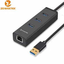 Zoweetek 3 Port USB 3.0 HUB 10/100/1000 Mbps USB To RJ45 Gigabit Ethernet Wired Network Card LAN Adapter For Windows Mac Linux