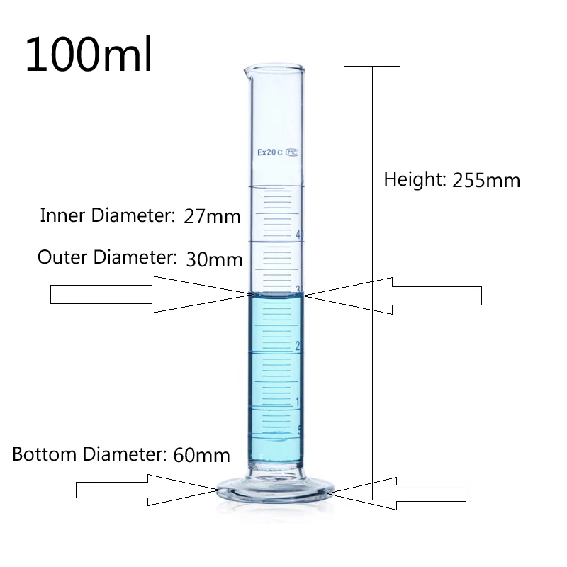 1 шт. 100 мл Градуированный стеклянный измерительный цилиндр Градуированный Цилиндр лабораторное химическое оборудование
