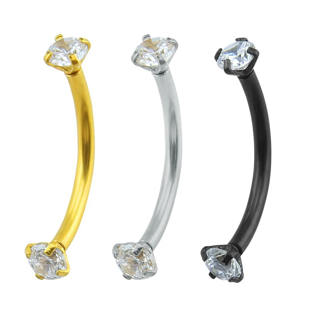 

Crystal Eyebrow Ring Stainless Steel Fake Curved Gold Eyebrow Piercing Cartilage Helix Piercing Body Jewelry Labret Nipple Bar
