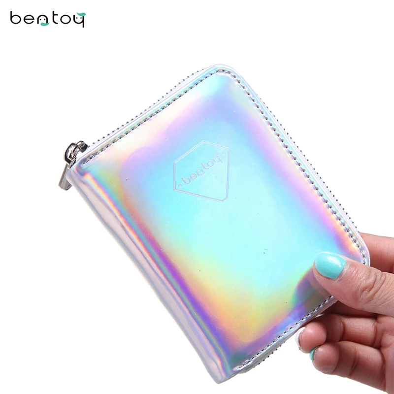 Silver Small Leather Women's Wallet Hologram Money Organizer Purse Short Clutch Bank Card Holders Fashion Coin Purse Silver Small Leather Women's Wallet Hologram Money Organizer Purse Short Clutch Bank Card Holders Fashion Coin Purse
