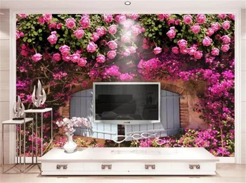 

Custom Mural 3D Wallpaper Pink Rose Flower Romantic Aesthetic 3D Indoor Porch Background Wall Decoration Mural Wallpaper