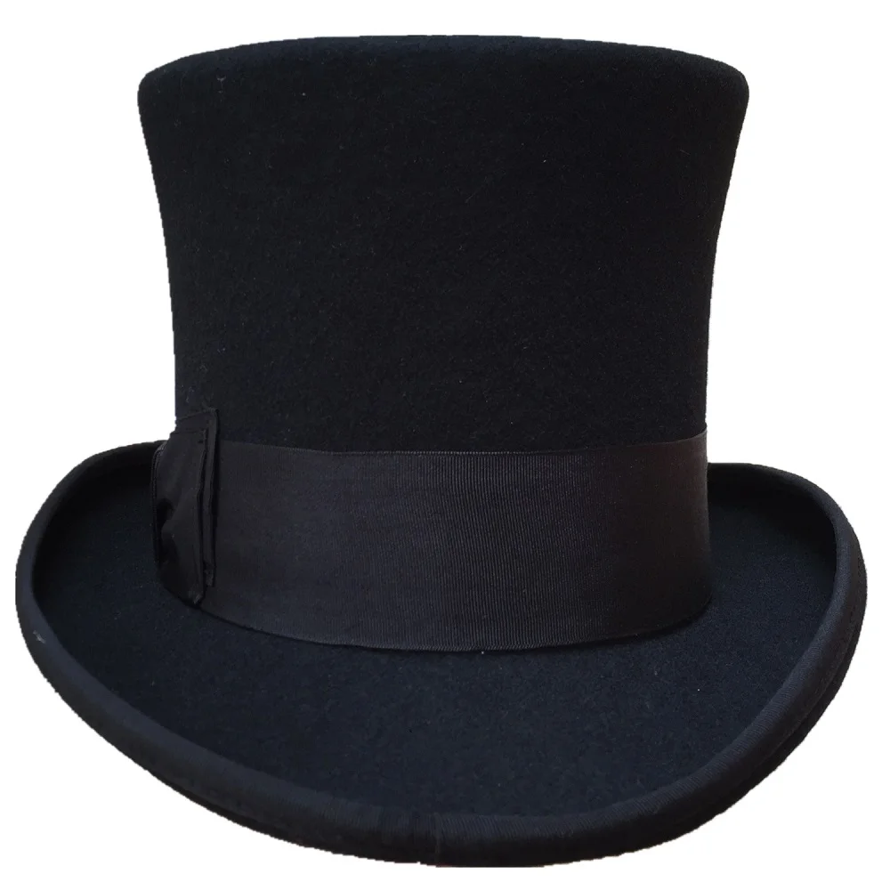 Zwarte Top Hoed Wol Gentleman Steampunk Bruidegom Bruiloft Hoge Top Hoed  Cilinder Schoorsteen Pot Hoed Topper|high top hat|top hatpot hat -  AliExpress