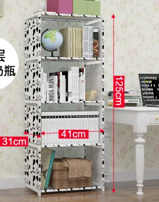 غير المنسوجة الحديد أنبوب أرفف الكتب 4-طبقة عنبر نوم رفوف التخزين خزانة رف 125 سنتيمتر x 41 سنتيمتر x 31 سنتيمتر Boekenkast Librero B440