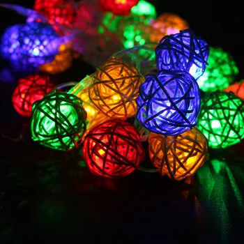 

20 Luminaria Led Rattan Balls Fairy String Decorative Lights Battery Operated Christmas Outdoor Patio Garland Wedding Decoration