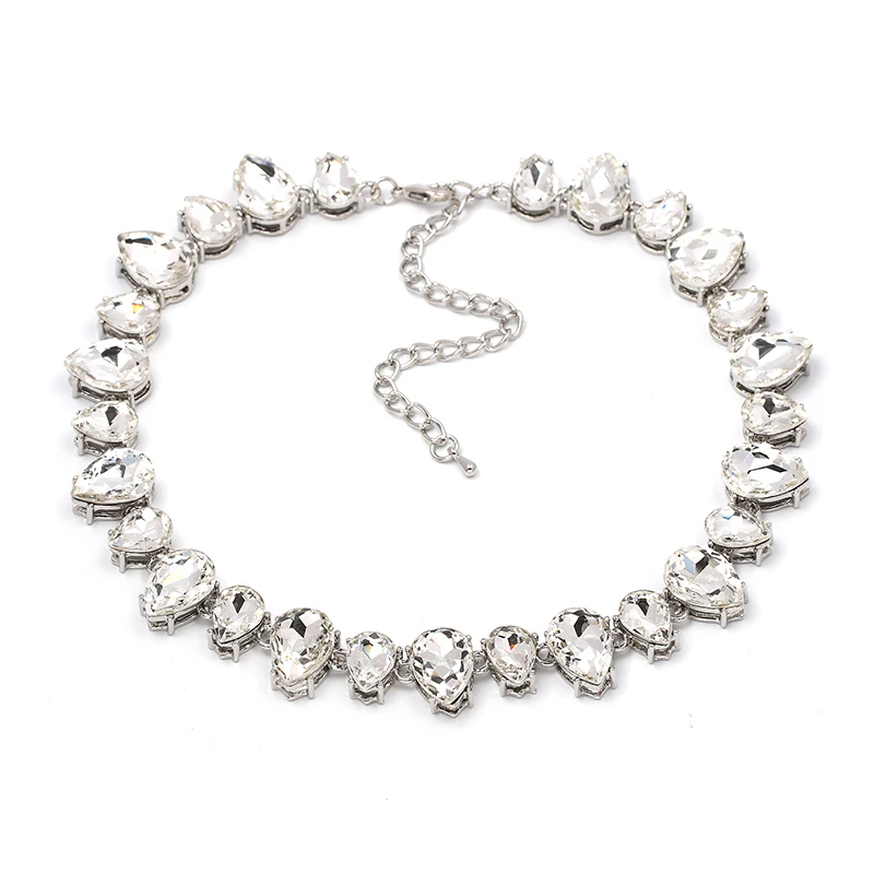 Высокое качество full Crystal Колье Fashion Choker дизайн коренастый Luxury воротник Crystal себе ожерелье для женщин N1409