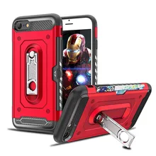 

Luxury armor Phone Cases for iPhone 7 8 Plus Metal kickstand Hard PC+Soft TPU Case for iPhone 7 Card Pocket Cover