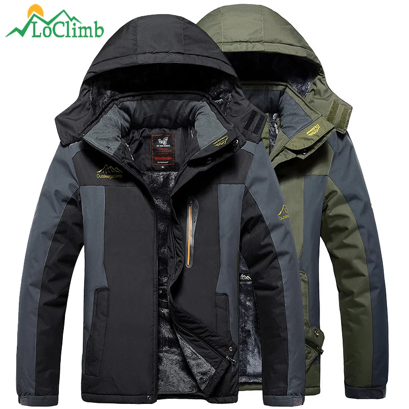 LoClimb размера плюс зимняя куртка для кемпинга и пешего туризма мужское