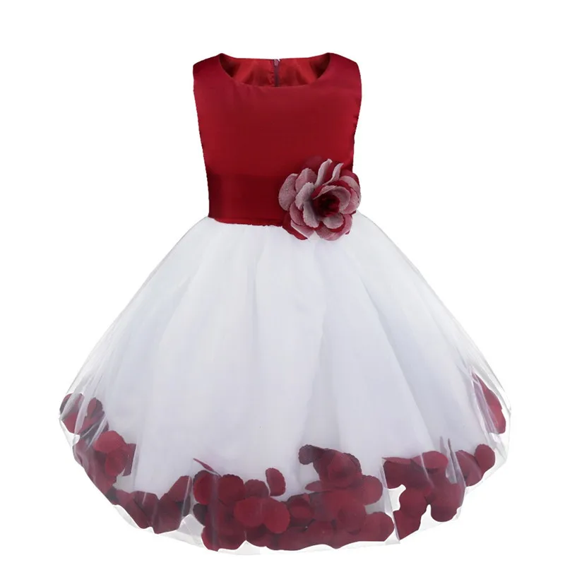Iiniim/детское летнее платье для девочек; свадебное платье для подростков; платье для дня рождения; костюм для малышей; летнее праздничное платье - Цвет: Red