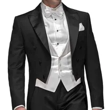 Фрак смокинг жениха Черный Groomsmen Пик атласная нагрудные Свадебные/ужин Костюмы Best человек Жених(куртка+ Брюки для девочек+ галстук+ жилет) b310