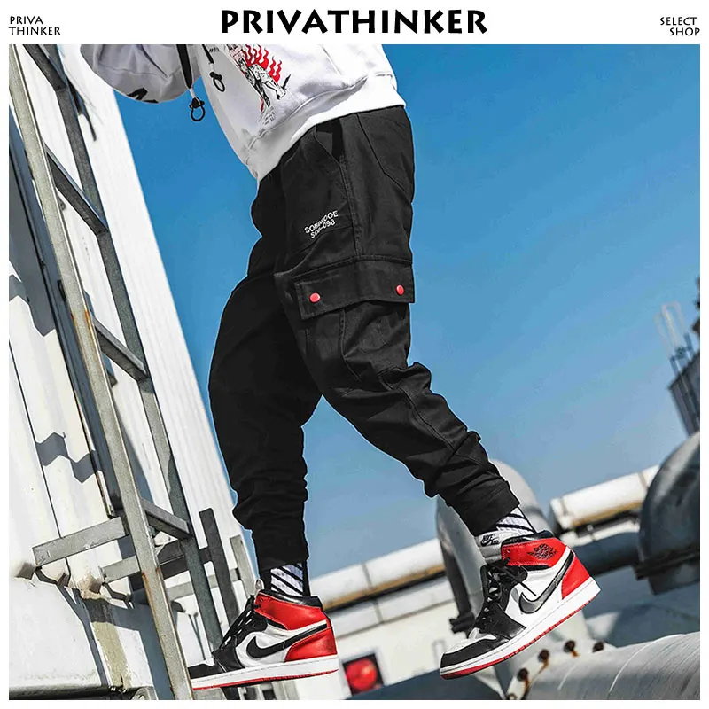 Privathinker ركض Ankel طول بنطلونات مموهة كالزي العسكري 2018 رجل جيوب اليابانية Sweatpants الذكور الكورية السراويل الهيب هوب السراويل الترنك 4XL
