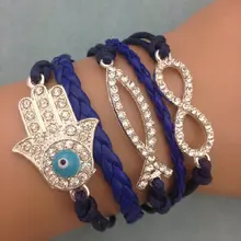 1 шт. бесконечно ручная работа браслет. металл очарование, воск шнур, кожаный браслет, модный драгоценный браслет 3668