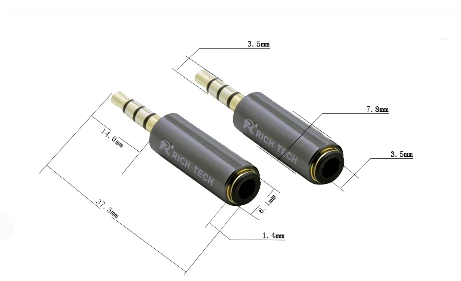 3.5mm 4 Poles Stereo Male Connector (9)