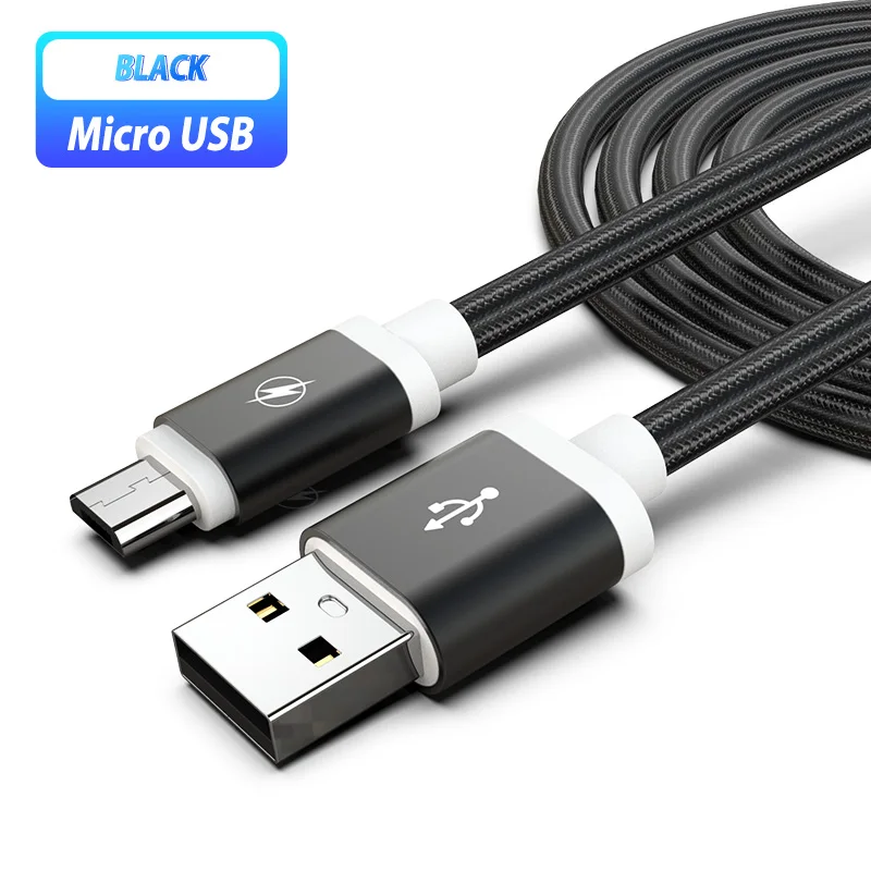 3 2 м/метр Micro USB кабель Micro-Usb кабель 1,5 м провод для samsung Galaxy J7 J6 Plus Xiaomi Redmi 8 7 8A 7A Tecno Phantom 9 - Цвет: black